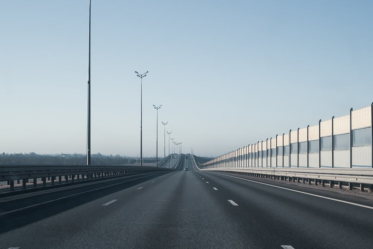 Metal Crash Barriers On Highways